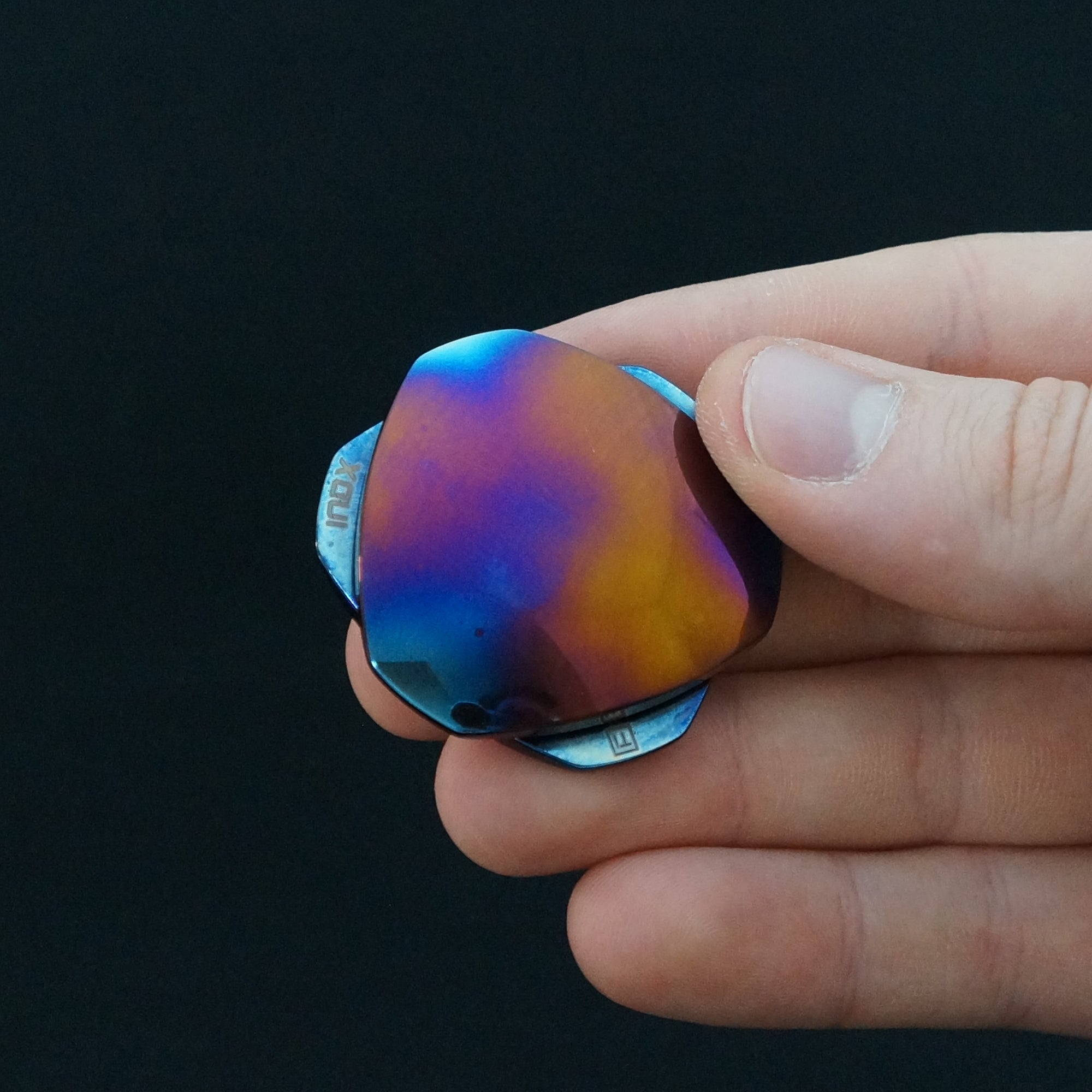 INDX premium silent satisfying magnetic haptic desk toy - rainbow polished titanium