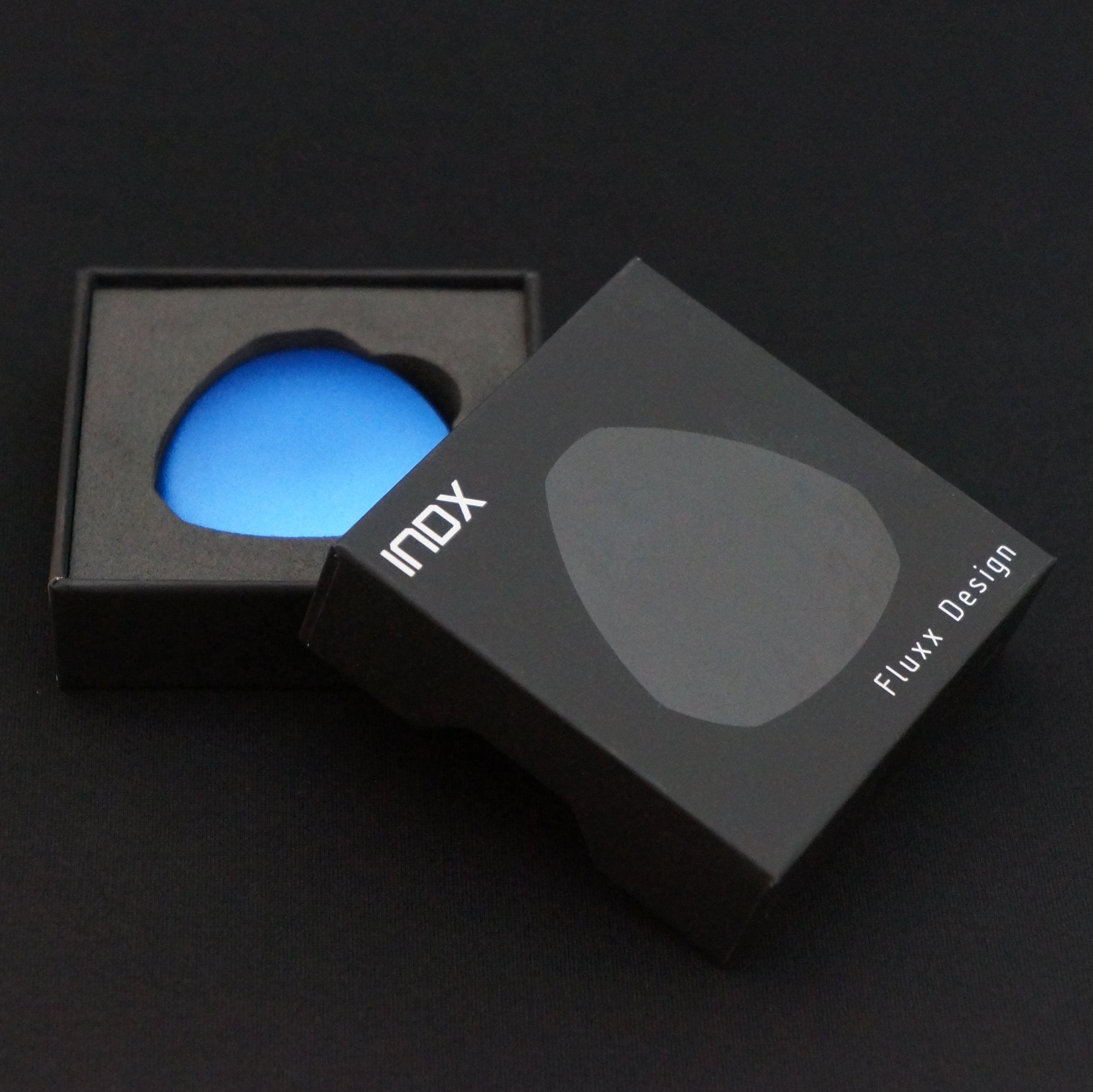 INDX affordable silent satisfying magnetic haptic desk toy - textured blue aluminum